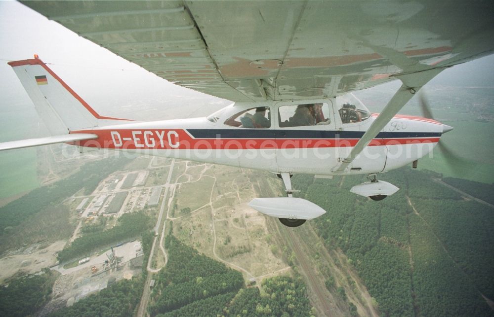 Aerial image Hohenstein - Light aircraft Cessna 172 D-EGYC Agency euroluftbild.de in flight over in Hohenstein in the state Brandenburg, Germany