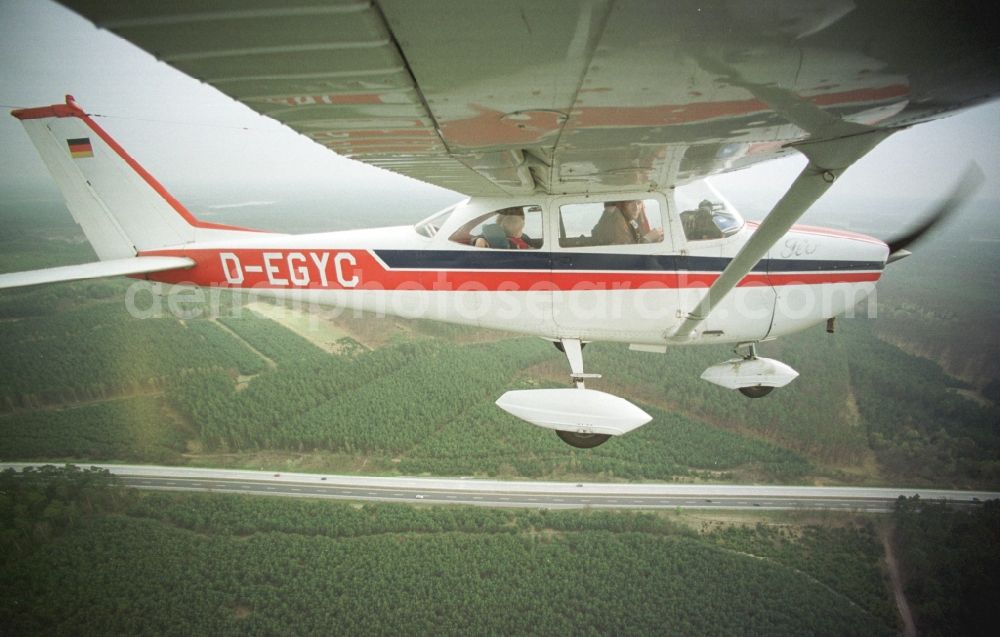 Aerial image Hohenstein - Light aircraft Cessna 172 D-EGYC Agency euroluftbild.de in flight over in Hohenstein in the state Brandenburg, Germany