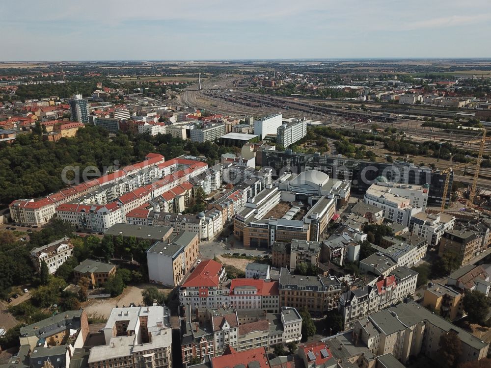 Aerial photograph Halle (Saale) - View of the Charlottenviertel with the Charlottencenter in Halle Saale in the state of Saxony Anhalt