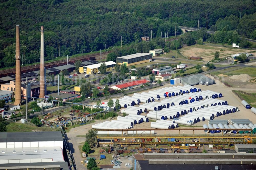 Aerial photograph Fürstenwalde - Company grounds of the Chemie- und Tankanlagenbau REUTHER Company in Fuerstenwalde in the state Brandenburg