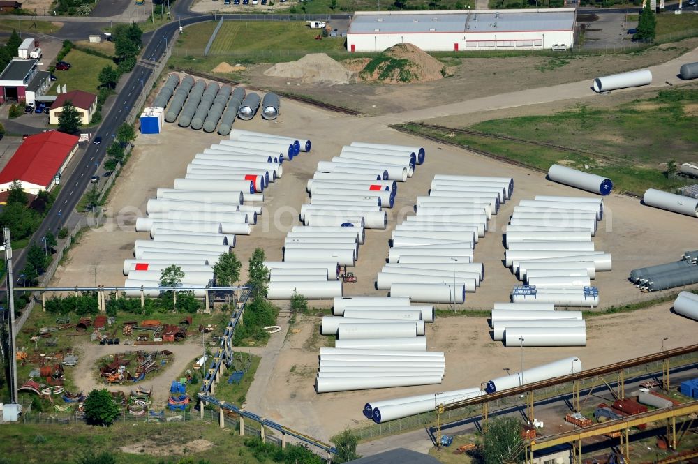 Fürstenwalde from the bird's eye view: Company grounds of the Chemie- und Tankanlagenbau REUTHER Company in Fuerstenwalde in the state Brandenburg