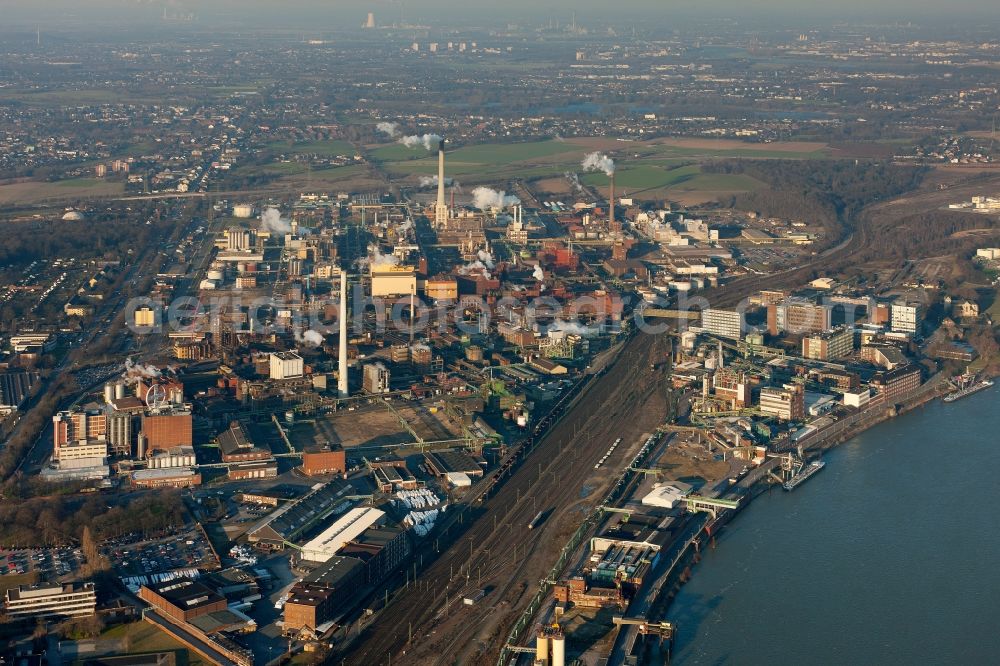 Krefeld from above - View of the chemical park Krefeld Uerdingen in Krefeld in the state North Rhine-Westphalia