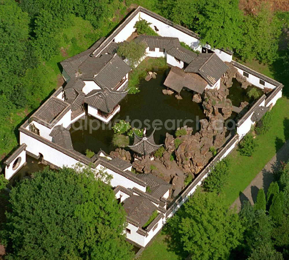 Bochum from above - Blick auf den Chinesischen Garten der Ruhr-Universität Bochum. The Chinese Garden of the University of Bochum RUB.