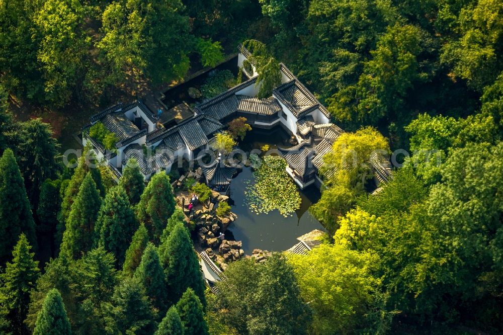 Bochum from above - View of the Chinese Garden in Bochum in the state North-Rhine Westphalia