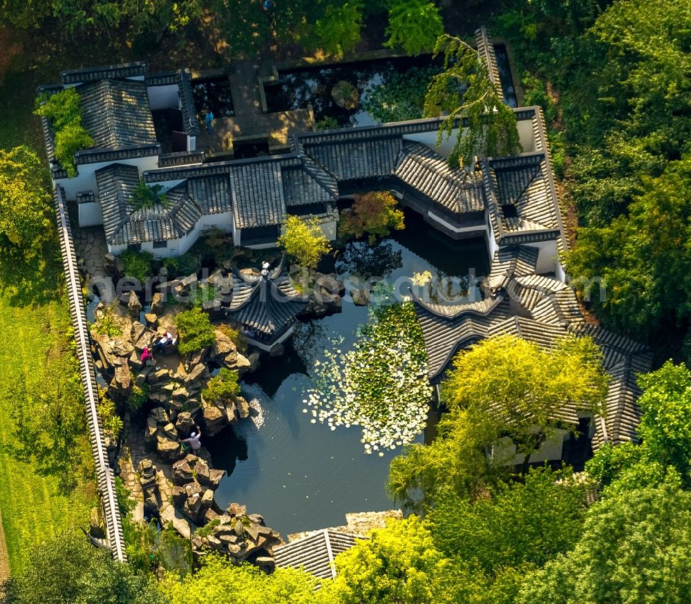 Aerial image Bochum - View of the Chinese Garden in Bochum in the state North-Rhine Westphalia