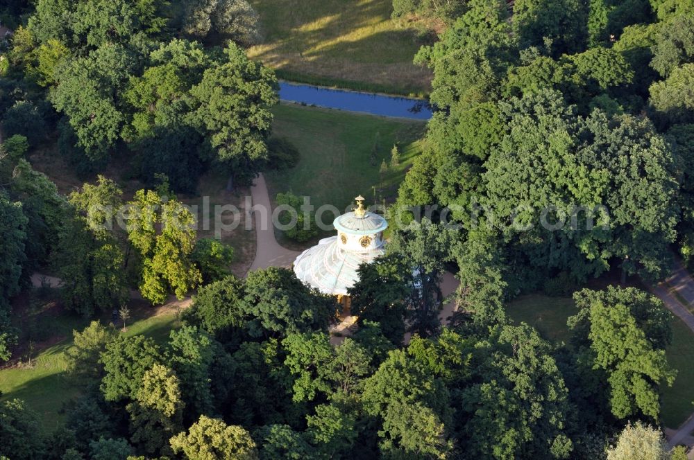 Potsdam from above - View of the Chinese House in Potsdam in the state Brandenburg