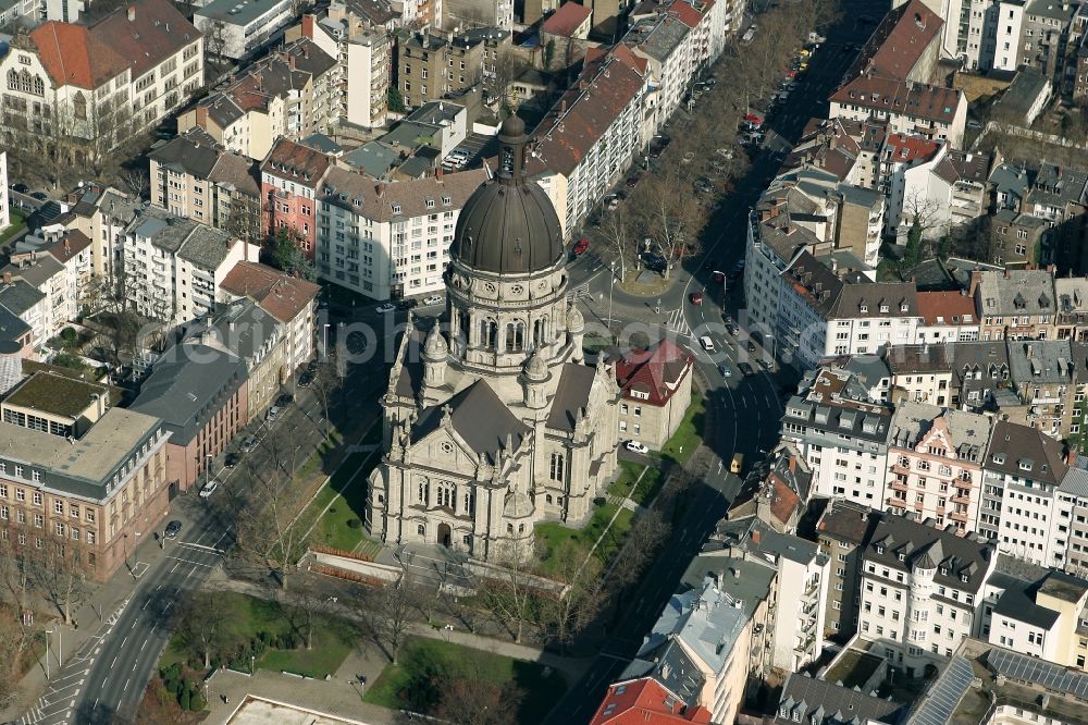 Mainz from above - Christ Church in the center of Mainz-Neustadt in Mainz in Rhineland-Palatinate