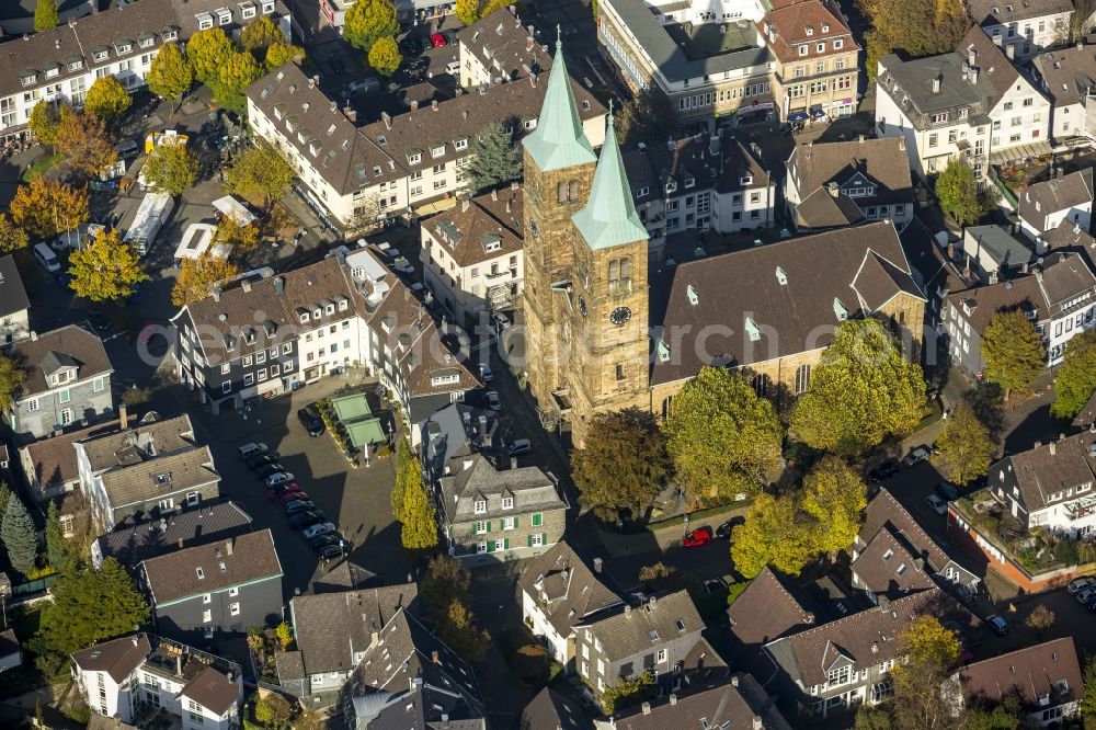 Schwelm from above - Christ Church on Church Square in Schwelm in the state of North Rhine-Westphalia