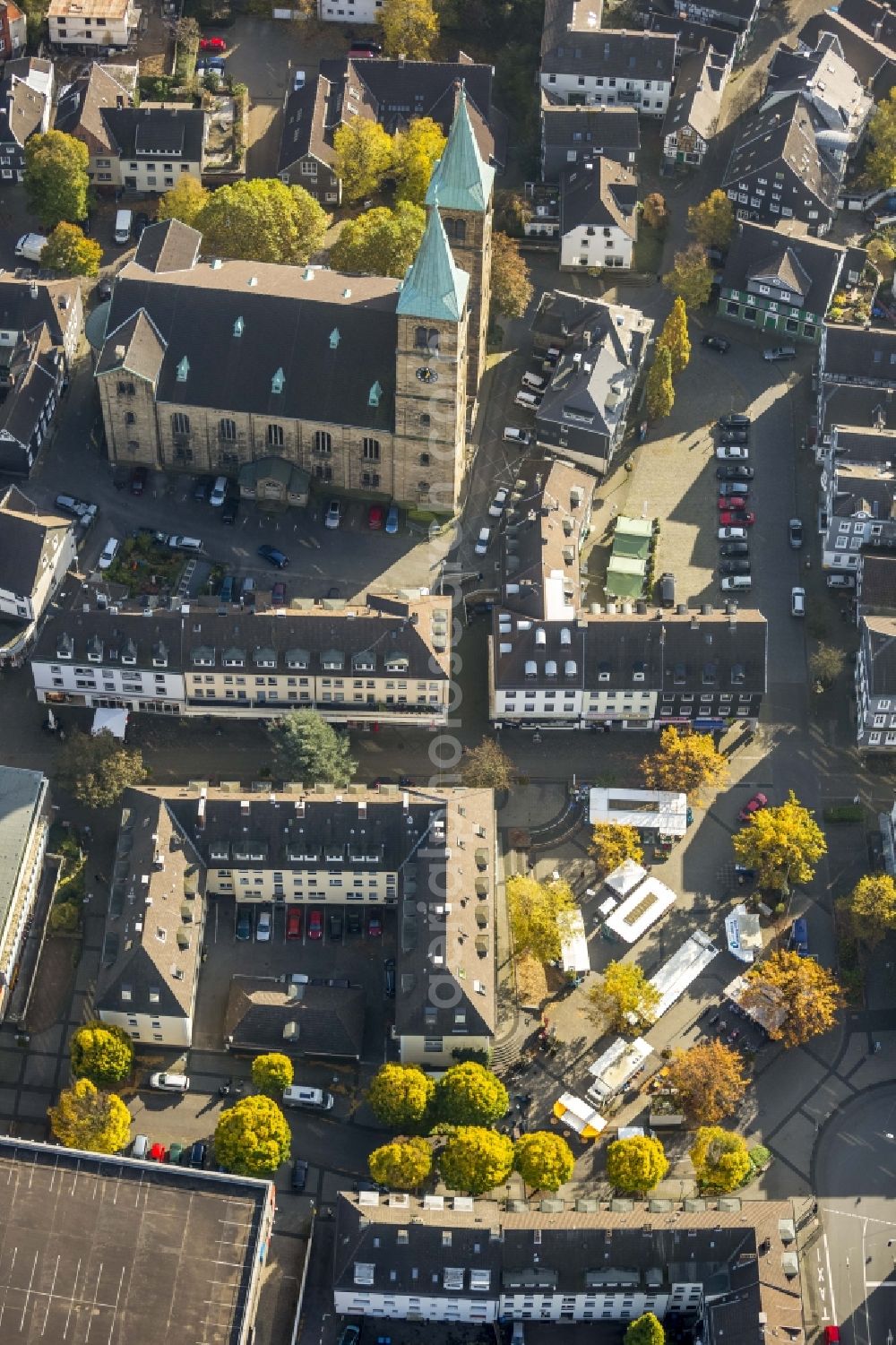 Schwelm from the bird's eye view: Christ Church on Church Square in Schwelm in the state of North Rhine-Westphalia