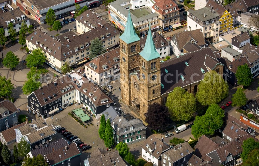 Schwelm from above - Christ Church on Church Square in Schwelm in the state of North Rhine-Westphalia