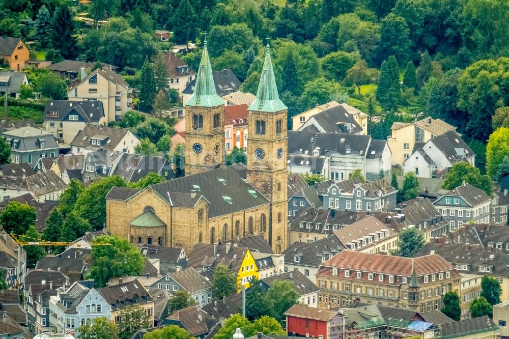 Schwelm from the bird's eye view: Christ Church on Church Square in Schwelm in the state of North Rhine-Westphalia