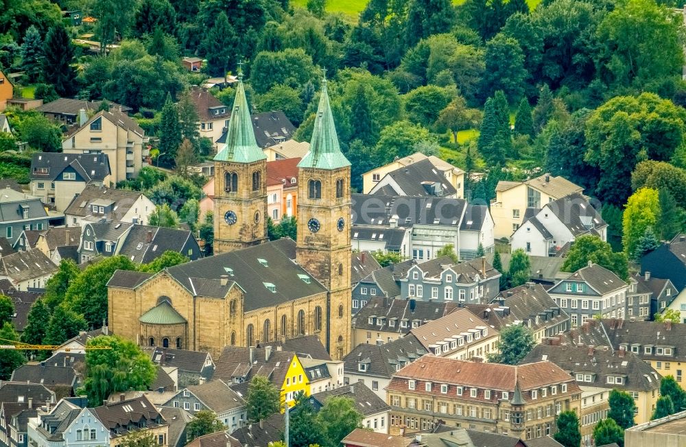 Aerial photograph Schwelm - Christ Church on Church Square in Schwelm in the state of North Rhine-Westphalia