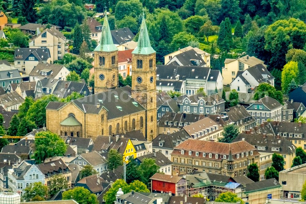 Aerial photograph Schwelm - Christ Church on Church Square in Schwelm in the state of North Rhine-Westphalia