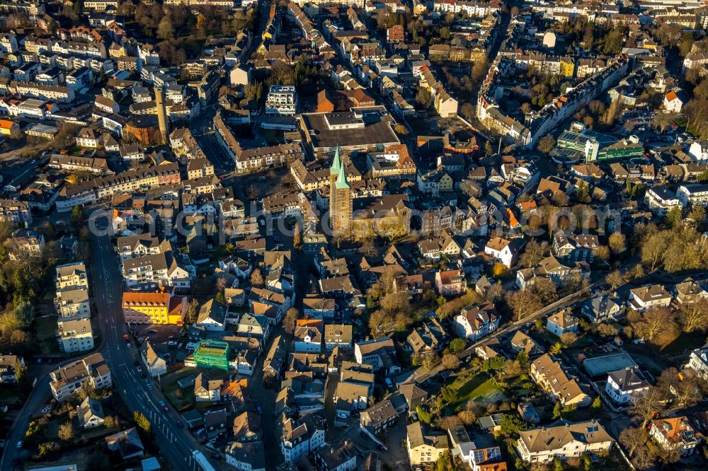 Aerial image Schwelm - Christ Church on Church Square in Schwelm in the state of North Rhine-Westphalia