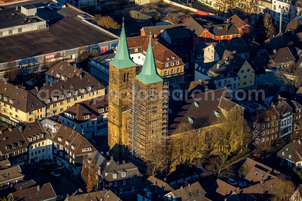 Aerial photograph Schwelm - Christ Church on Church Square in Schwelm in the state of North Rhine-Westphalia