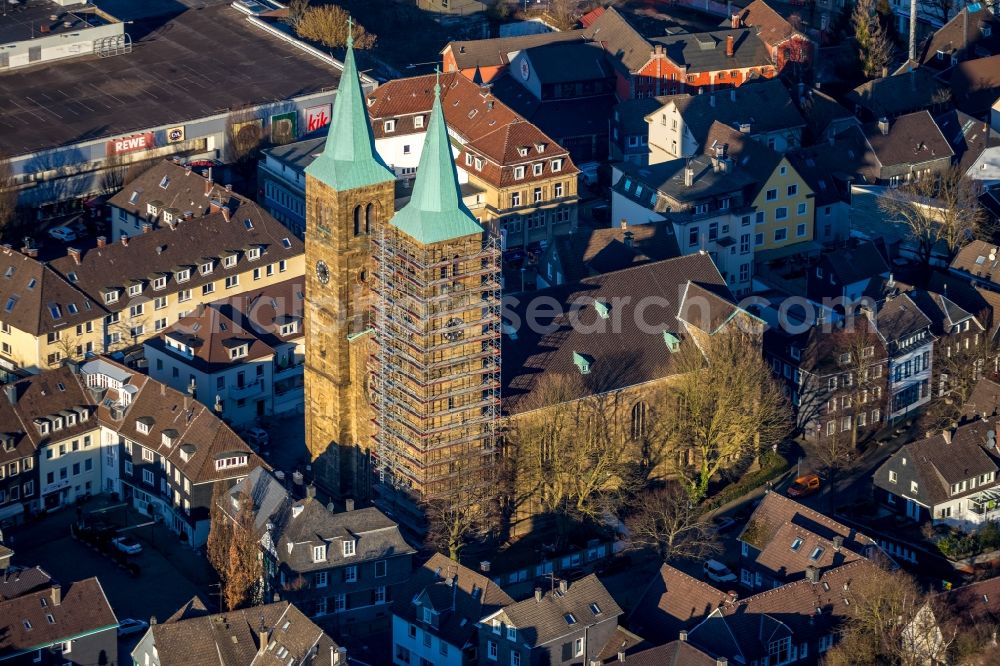 Schwelm from above - Christ Church on Church Square in Schwelm in the state of North Rhine-Westphalia