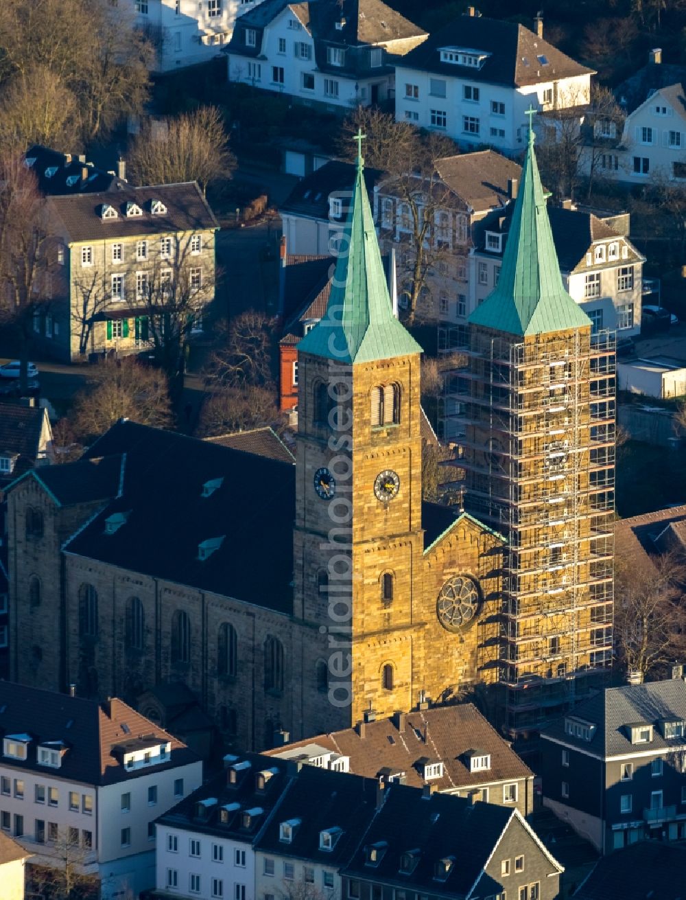 Schwelm from the bird's eye view: Christ Church on Church Square in Schwelm in the state of North Rhine-Westphalia