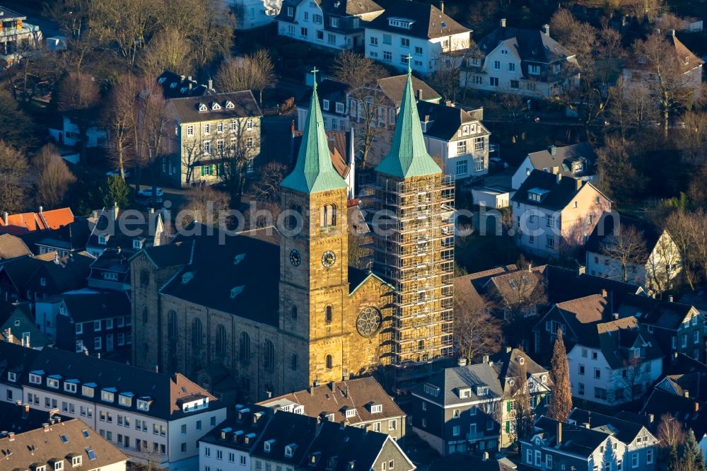 Aerial image Schwelm - Christ Church on Church Square in Schwelm in the state of North Rhine-Westphalia