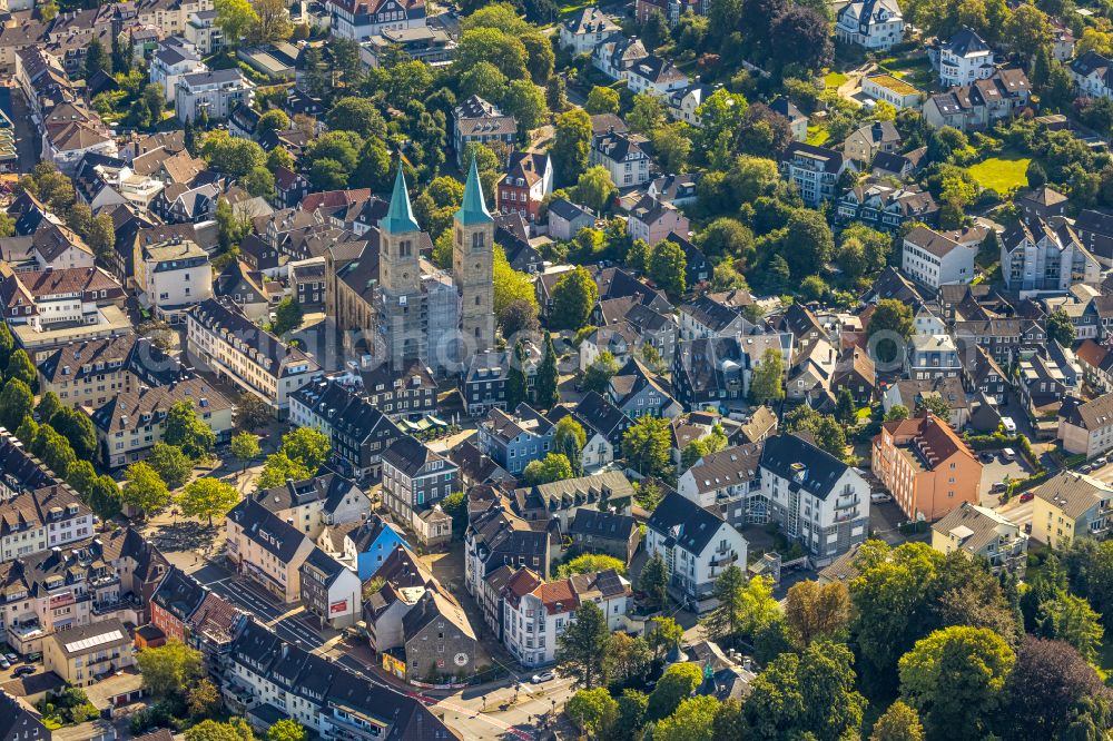 Aerial image Schwelm - Christ Church on Church Square in Schwelm in the state of North Rhine-Westphalia