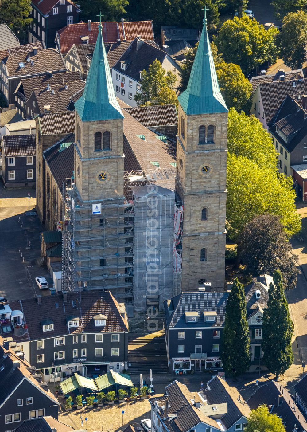 Aerial photograph Schwelm - Christ Church on Church Square in Schwelm in the state of North Rhine-Westphalia