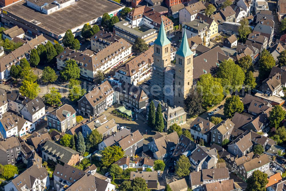 Aerial image Schwelm - Christ Church on Church Square in Schwelm in the state of North Rhine-Westphalia