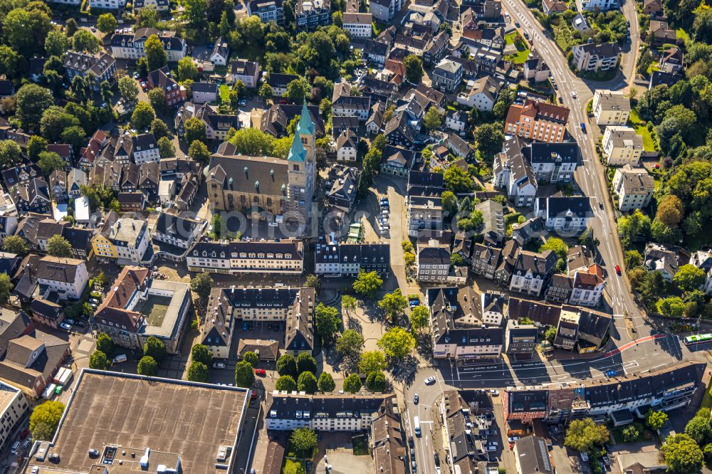 Aerial photograph Schwelm - Christ Church on Church Square in Schwelm in the state of North Rhine-Westphalia