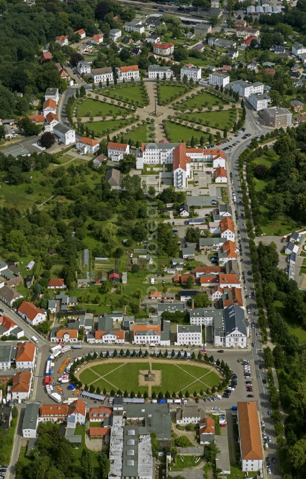 Putbus from above - View of the Circus in Putbus on the island Ruegen in Meclenburg-West Pomerania