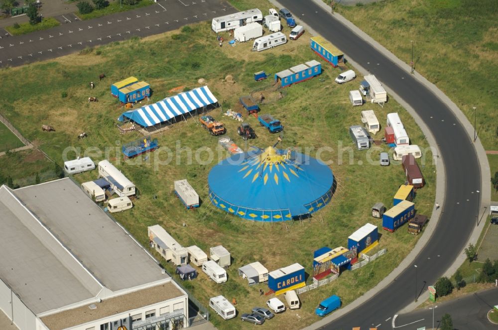 Köln from the bird's eye view: Circus tent domes of the circus Caroli in the district Marsdorf in Cologne in the state North Rhine-Westphalia, Germany