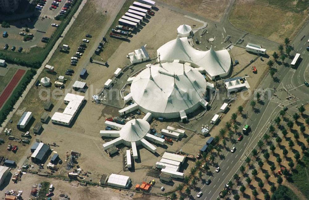 Aerial image Berlin - Cirque du Soleil am Potsdamer Platz in Berlin - Mitte.