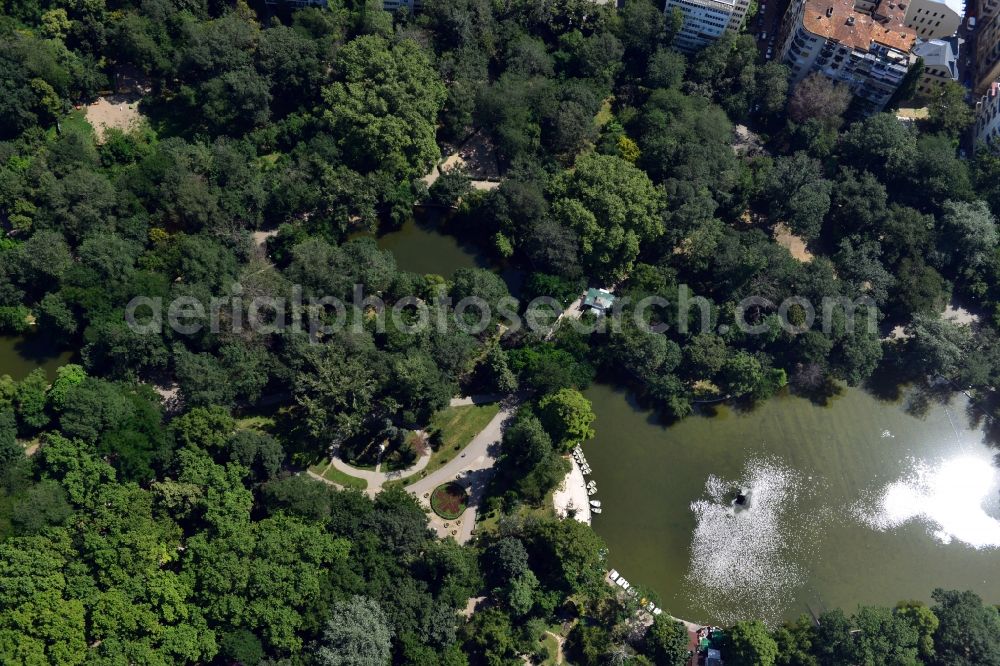 Bukarest from above - View of the Cismigiu Gardens in Bucharest in Romania