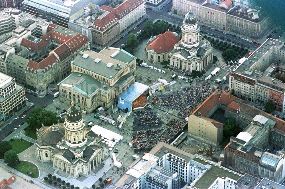 Berlin from the bird's eye view: Classic Open Air - Konzert auf dem Berliner Gendarmenmarkt in Mitte.