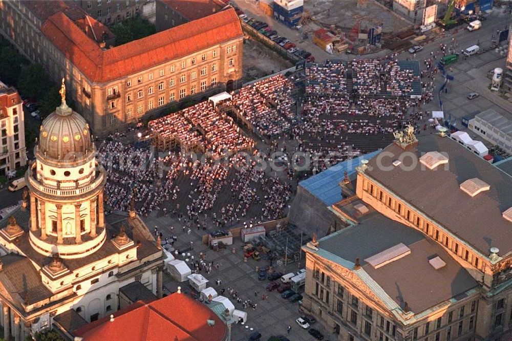 Berlin from the bird's eye view: Classic Open Air - Konzert auf dem Berliner Gendarmenmarkt in Mitte.