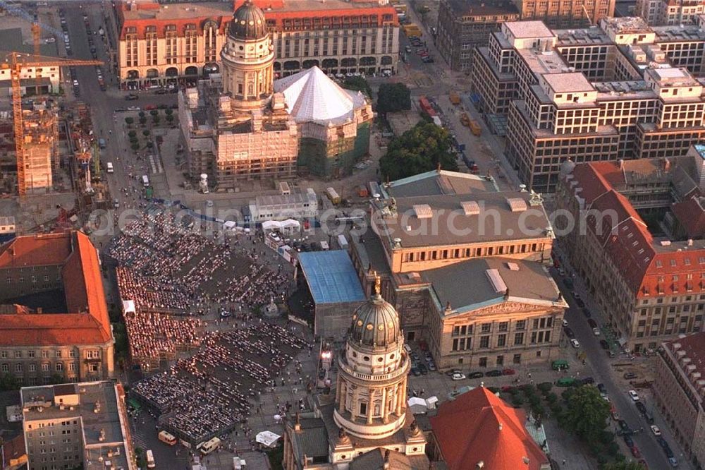 Berlin from the bird's eye view: Classic Open Air - Konzert auf dem Berliner Gendarmenmarkt in Mitte.