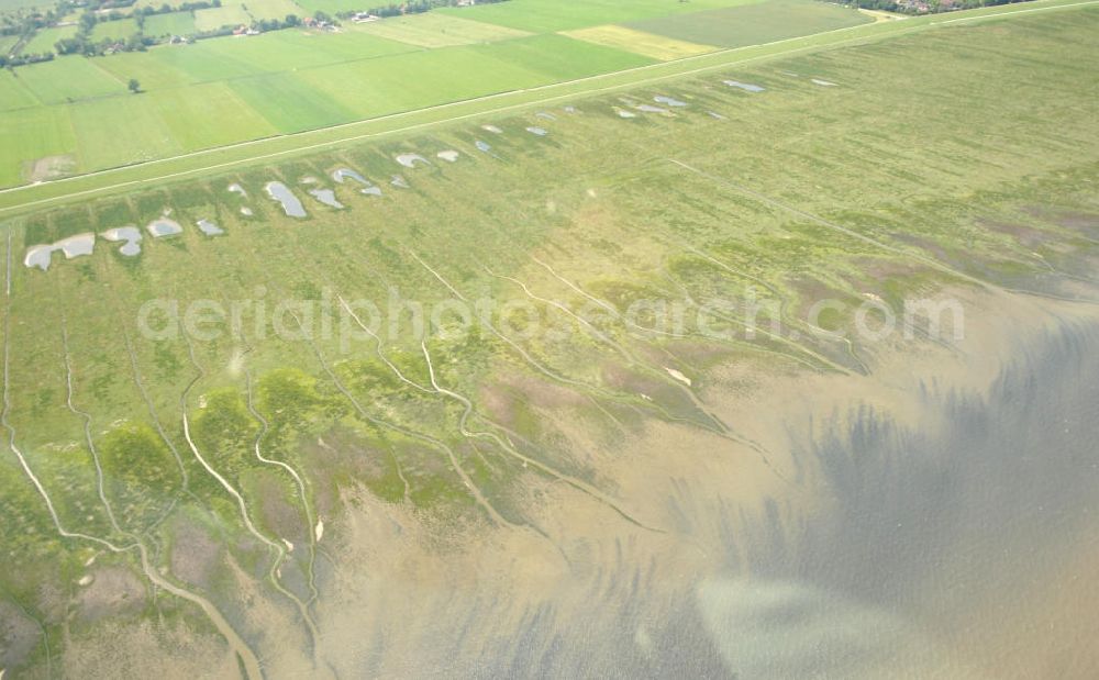 Aerial image Sande - Blick auf die Küste des Jadebusen bei Sande OT Cäciliengrode - Niedersachsen / NI, Kontakt: