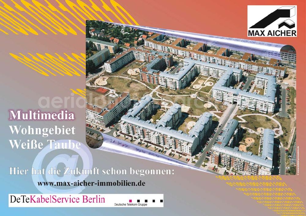 Aerial image Berlin - Hohenschönhausen - Computersimulation für eine Großwerbefläche der Unternehmensgruppe MAX AICHER und der De Te Kabelservice GmbH.