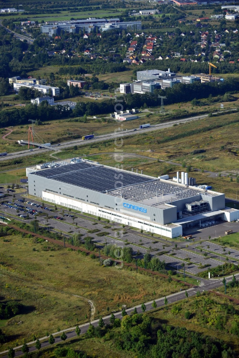 Aerial image Frankfurt (Oder) - View of CONERGY SolarModule GmbH manufactory in Frankfurt (Oder) in Brandenburg