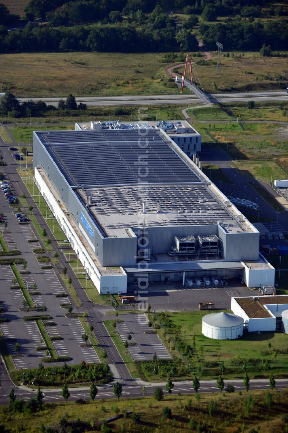 Frankfurt (Oder) from above - View of CONERGY SolarModule GmbH manufactory in Frankfurt (Oder) in Brandenburg