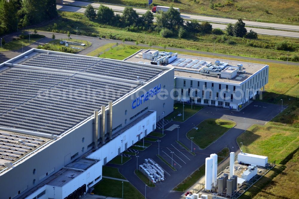 Aerial image Frankfurt (Oder) - View of CONERGY SolarModule GmbH manufactory in Frankfurt (Oder) in Brandenburg