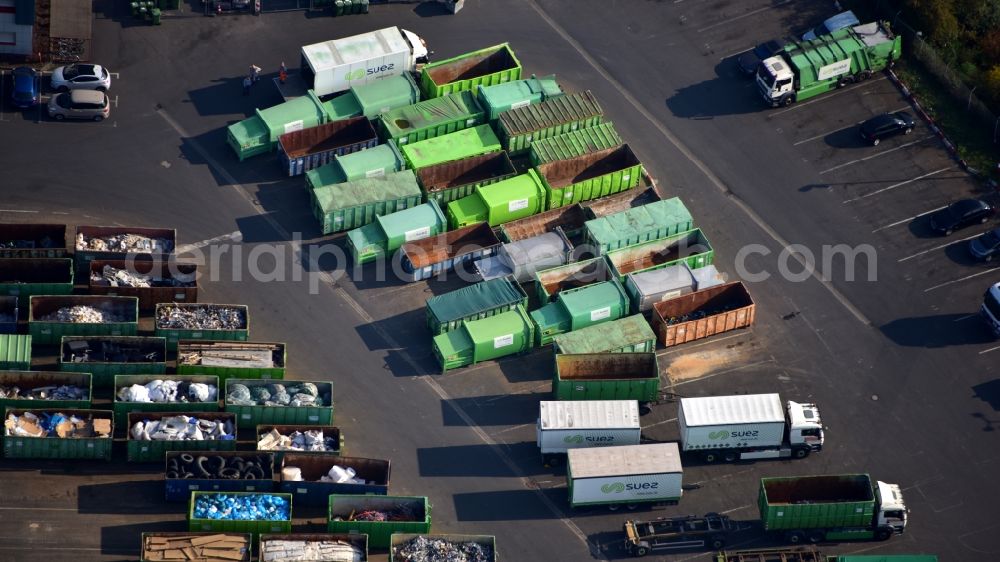 Aerial photograph Neuwied - Container with recycled material in Neuwied in the state Rhineland-Palatinate, Germany