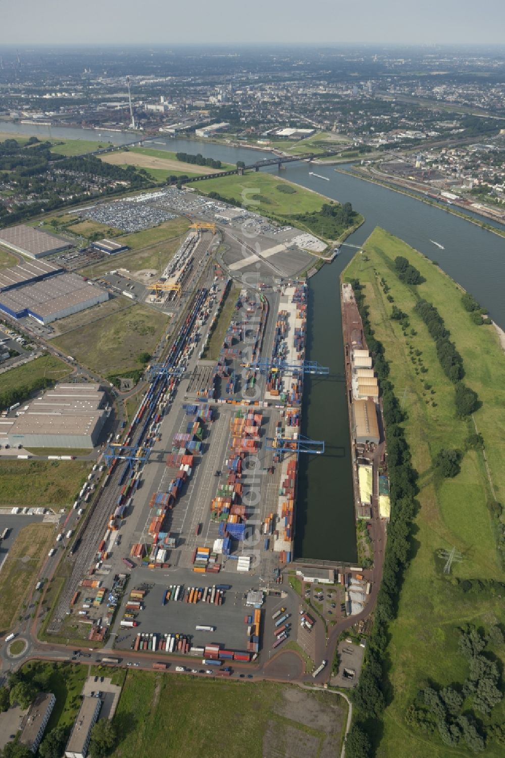 Aerial image Duisburg - Container terminal at the container - Port of Duisburg in North Rhine-Westphalia