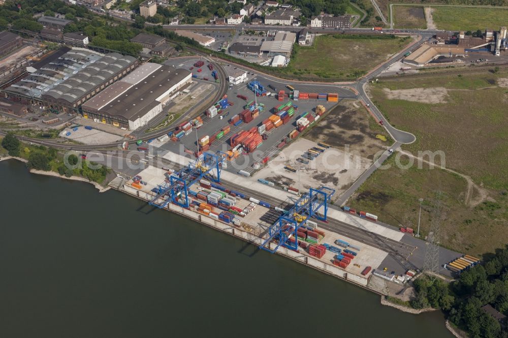 Aerial photograph Duisburg - Container terminal at the container - Port of Duisburg in North Rhine-Westphalia