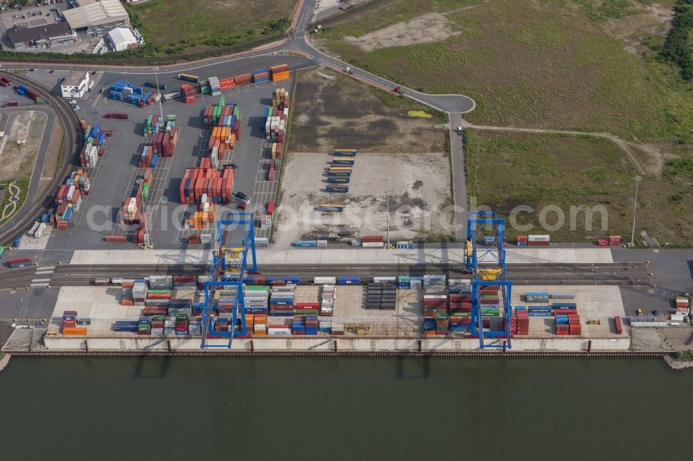 Duisburg from above - Container terminal at the container - Port of Duisburg in North Rhine-Westphalia