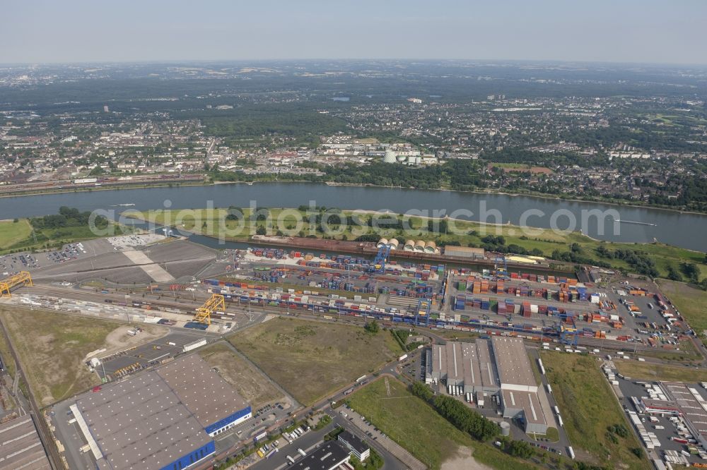 Duisburg from above - Container terminal at the container - Port of Duisburg in North Rhine-Westphalia