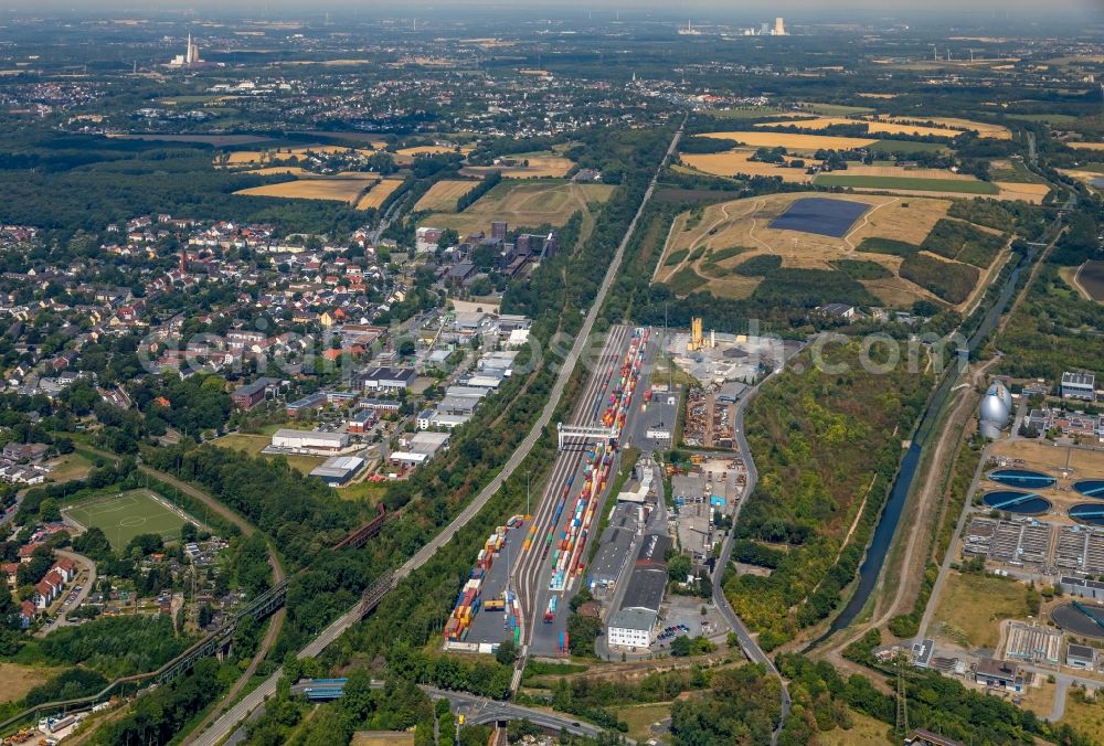 Dortmund from the bird's eye view: Container terminal center in Dortmund in the state North Rhine-Westphalia, Germany