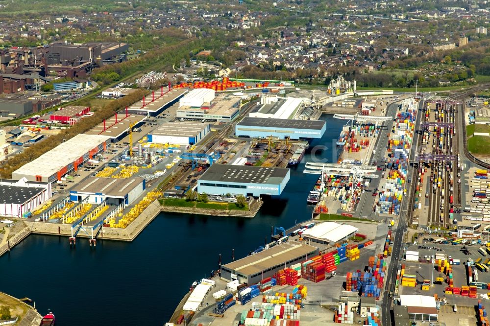 Aerial image Duisburg, Rheinhausen - Container terminal center in Duisburg in the state North Rhine-Westphalia