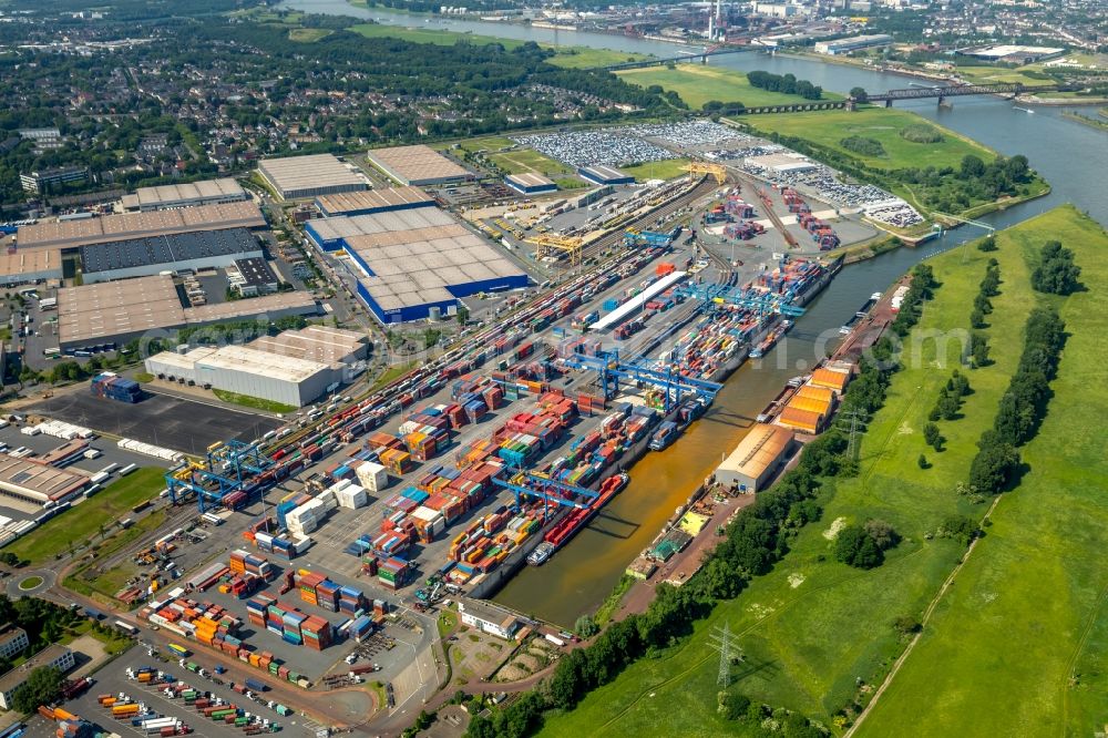 Duisburg from above - Container terminal center in Duisburg in the state North Rhine-Westphalia, Germany