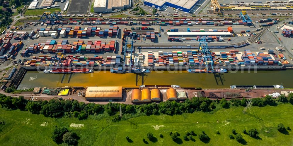 Aerial image Duisburg - Container terminal center in Duisburg in the state North Rhine-Westphalia, Germany