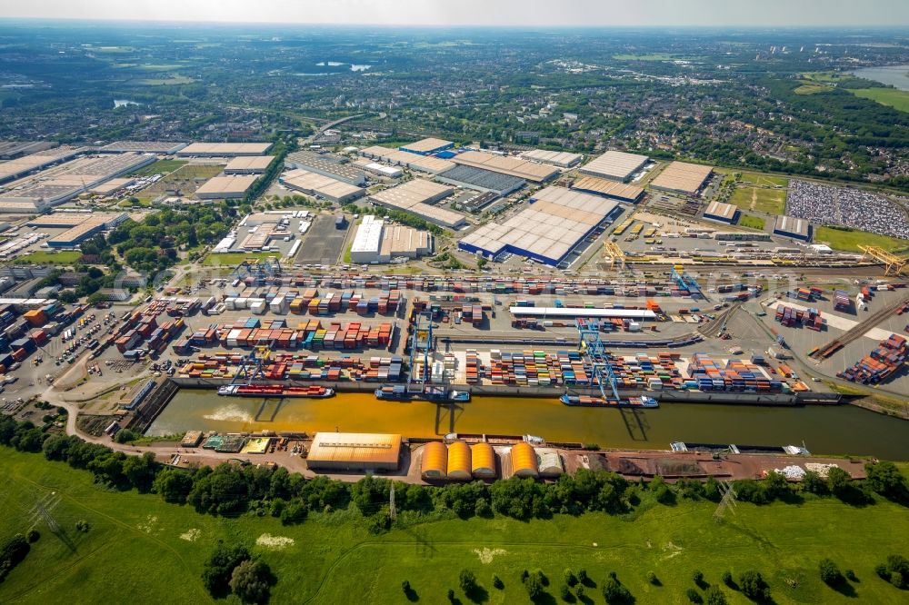 Aerial photograph Duisburg - Container terminal center in Duisburg in the state North Rhine-Westphalia, Germany