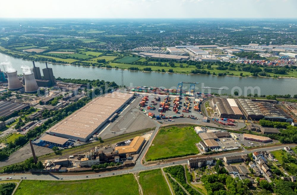 Duisburg from above - Container terminal center in Duisburg in the state North Rhine-Westphalia, Germany