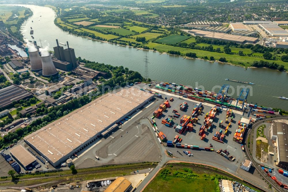 Duisburg from the bird's eye view: Container terminal center in Duisburg in the state North Rhine-Westphalia, Germany